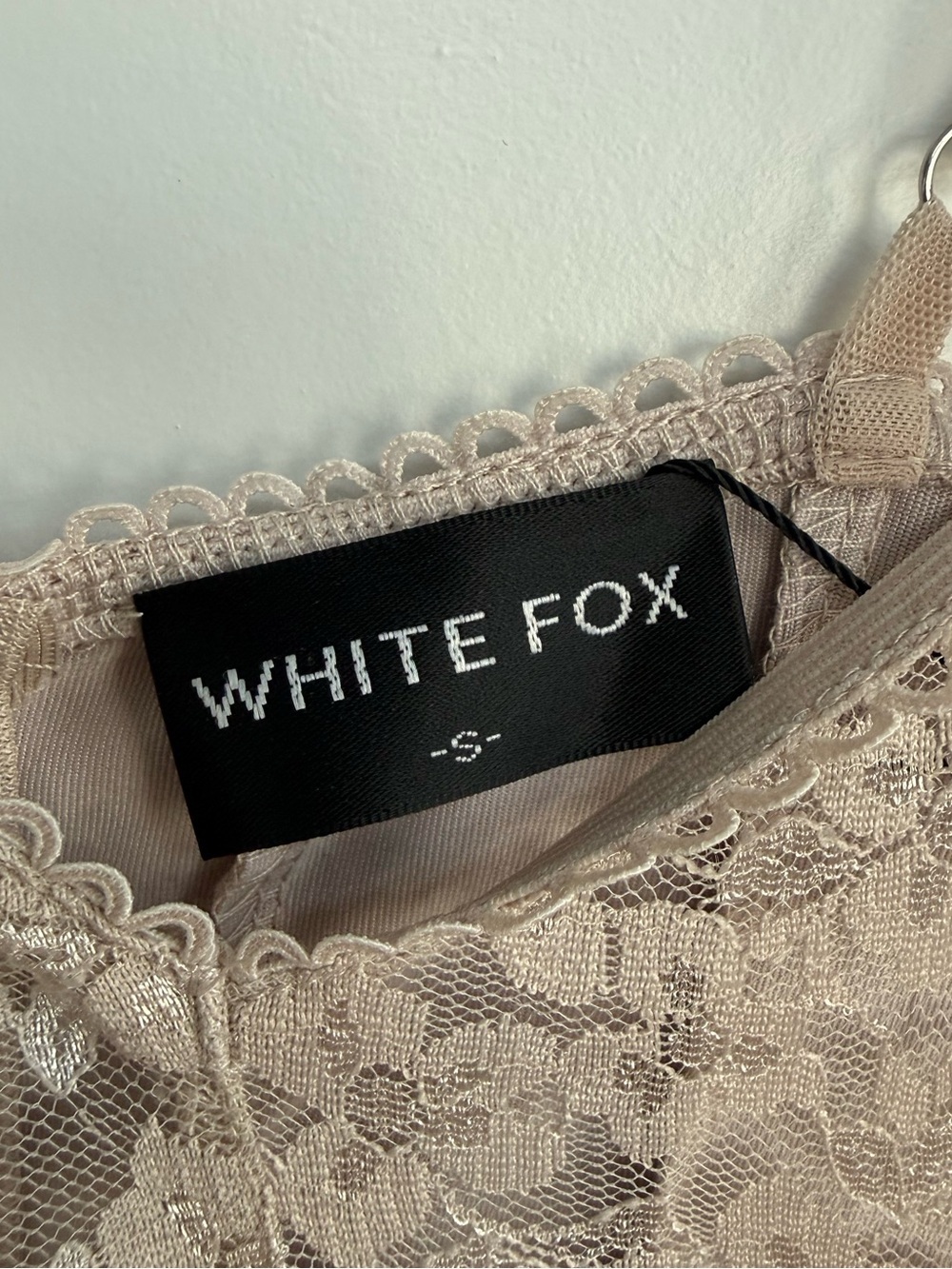 White Fox Boutique Beige Lace-Trim Slit Maxi Dress - Picture 4 of 7